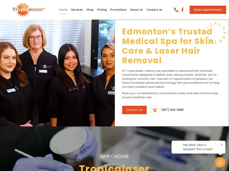 Tropical Laser Alberta website designed by Autom8Growth
